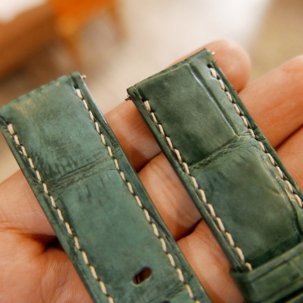 green nubuck leather watch strap – photo 3