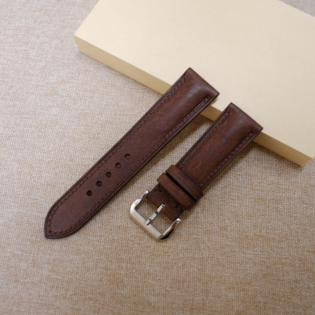 dark brown & tan pueblo leather watch strap – photo 3