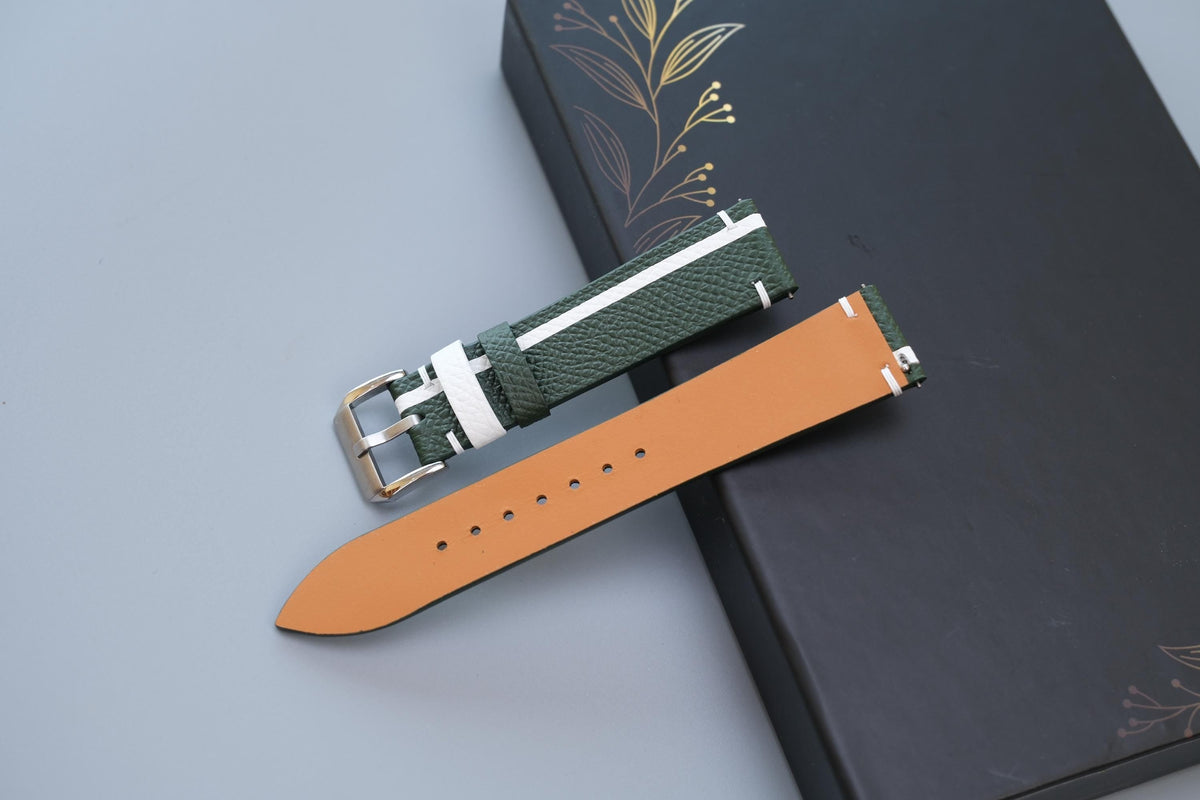 green & white epsom leather watch strap – photo 3