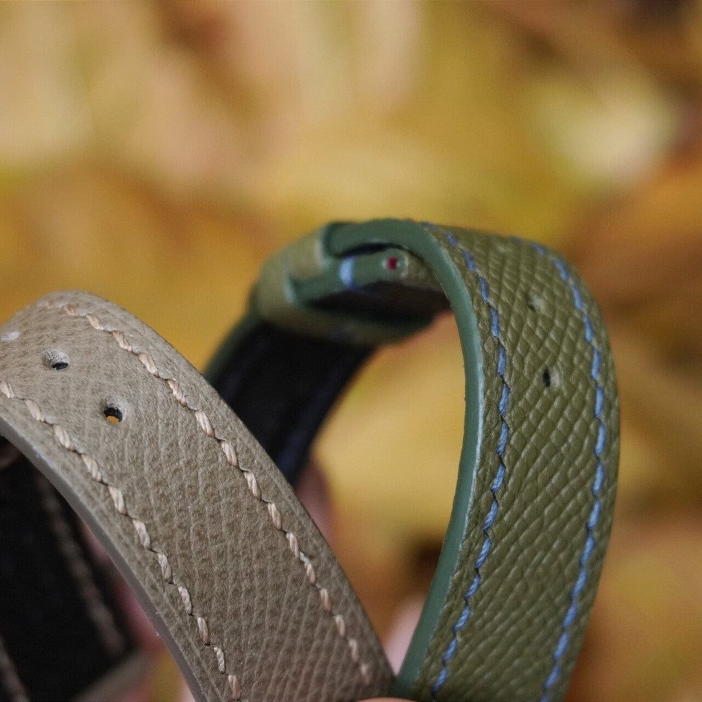 taupe & green epsom leather watch strap – photo 3