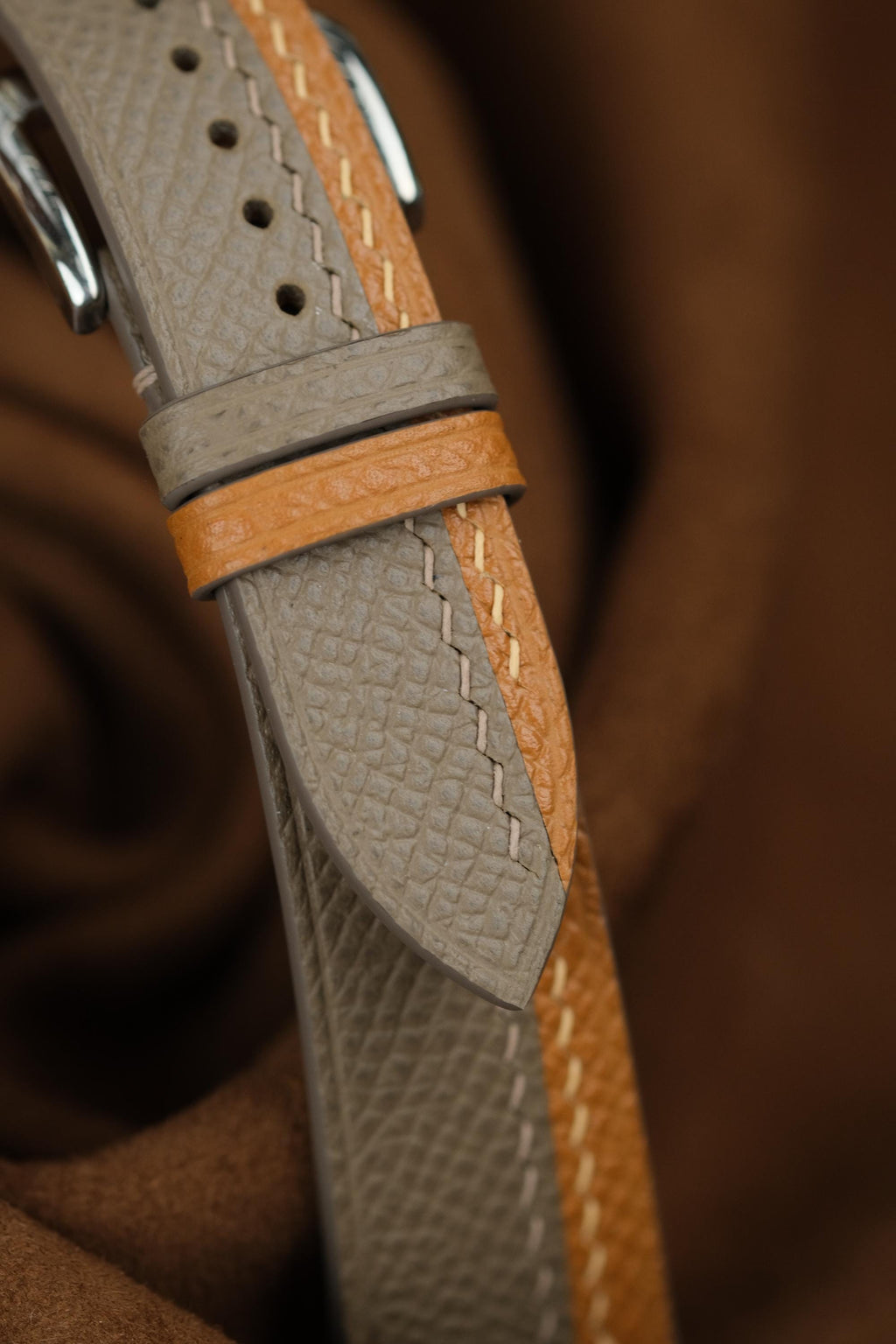etoupe & gold epsom leather watch strap – photo 3