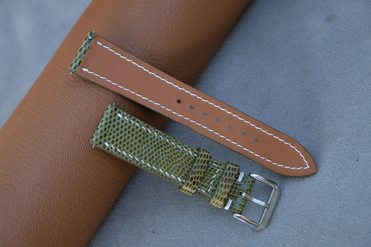 olive lizard leather watch strap – photo 3