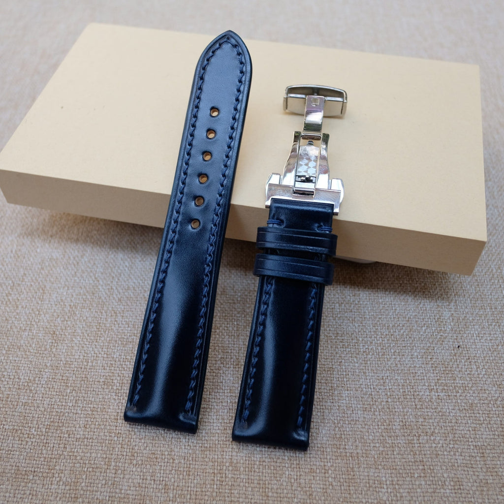 navy blue shell cordovan leather watch strap – photo 3