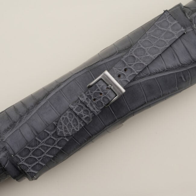 stone grey & grey alligator leather watch strap – photo 3