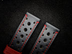 black & red vachetta leather watch strap – photo 3