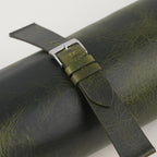 olive waxed leather watch strap – photo 3