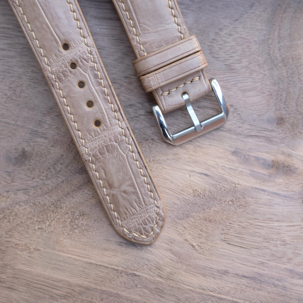 beige alligator leather watch strap – photo 3