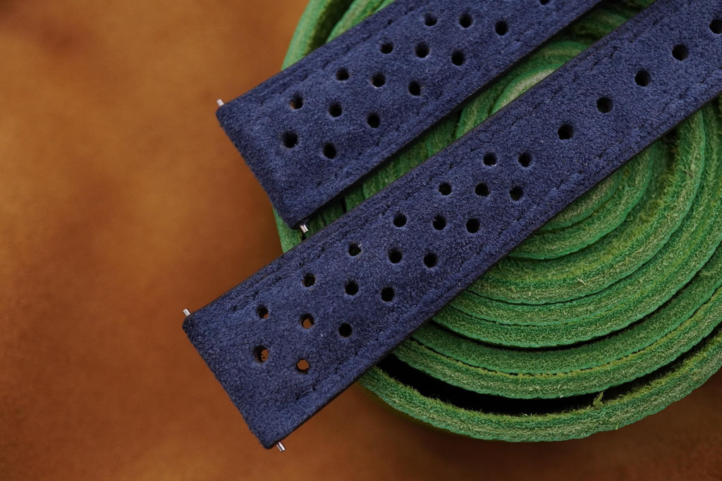 navy blue suede leather watch strap – photo 3