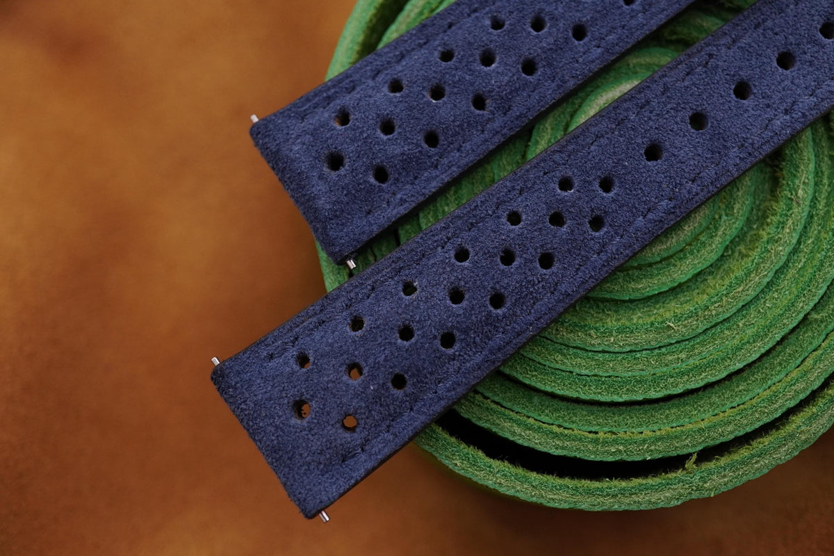 navy blue suede leather watch strap – photo 3