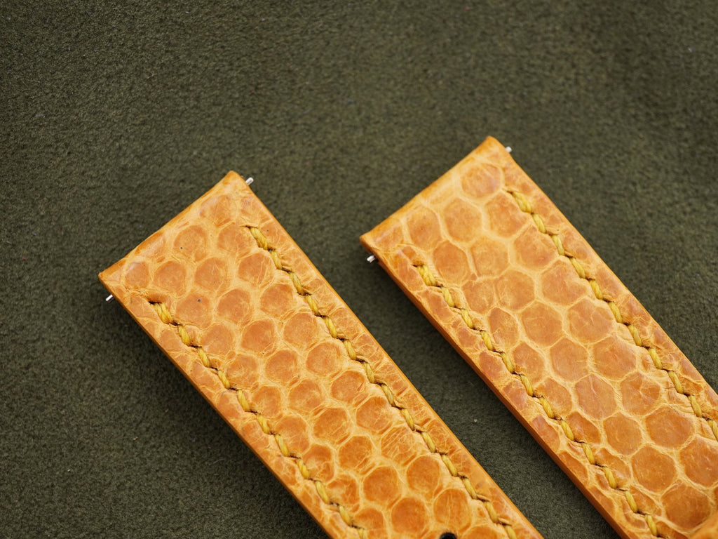 tan brown sea snake leather watch strap – photo 3