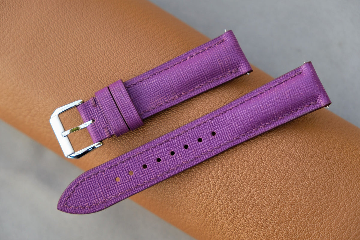 purple saffiano leather watch strap – photo 3