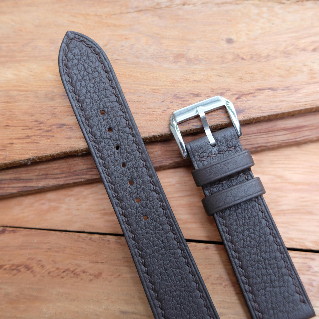 dark brown togo leather watch strap – photo 3