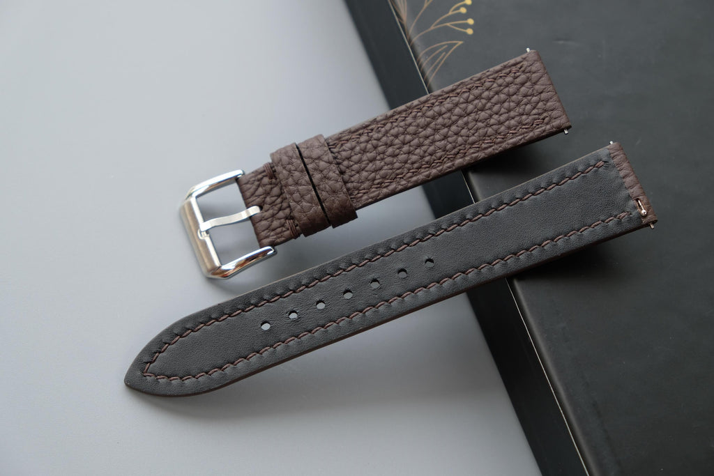 chocolate togo leather watch strap – photo 3