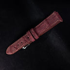 burgundy nubuck leather watch strap – photo 3