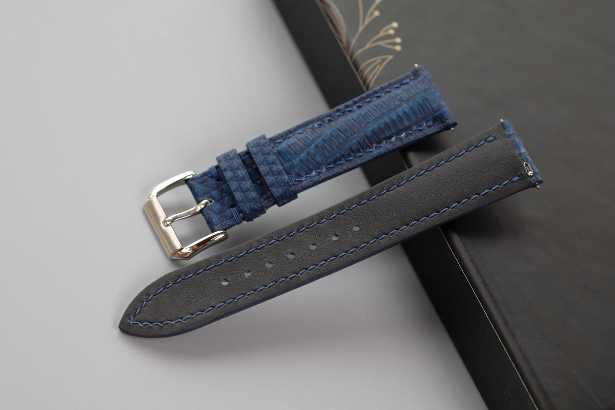 navy blue nubuck leather watch strap – photo 3