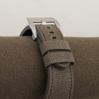 green taupe canvas leather watch strap – photo 3