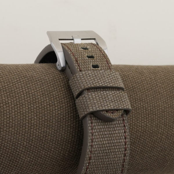 green taupe canvas leather watch strap – photo 3