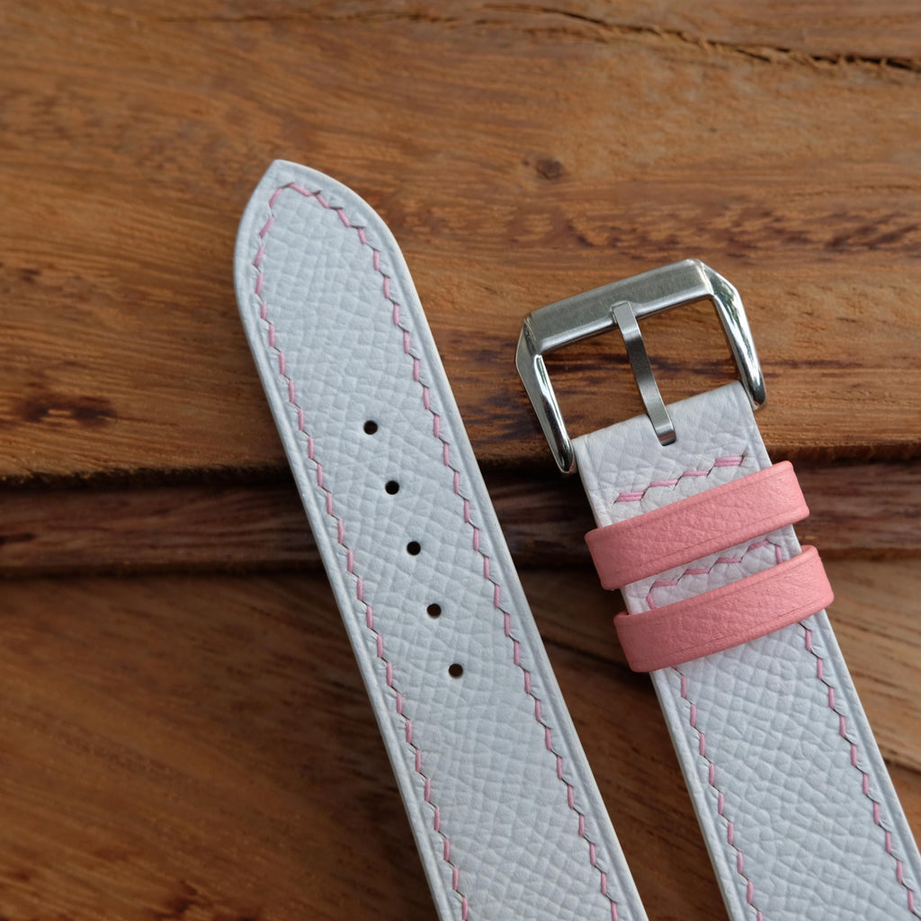 white pink epsom leather watch strap – photo 3