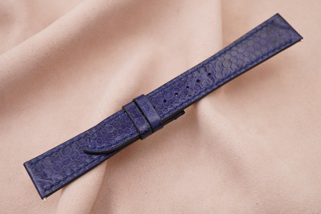 dark navy blue sea snake leather watch strap – photo 3