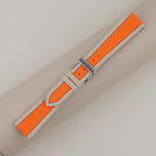 orange & pearl white epsom leather watch strap – photo 3
