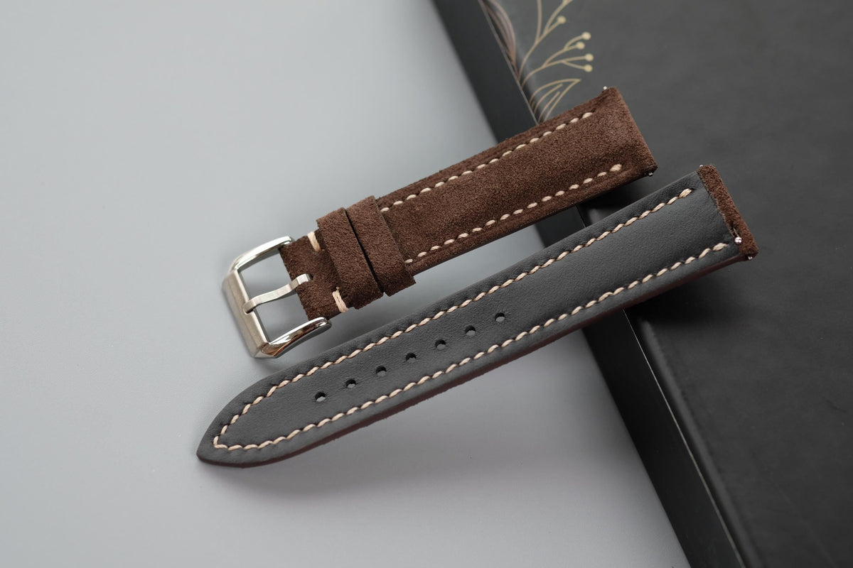 chocolate suede leather watch strap – photo 3