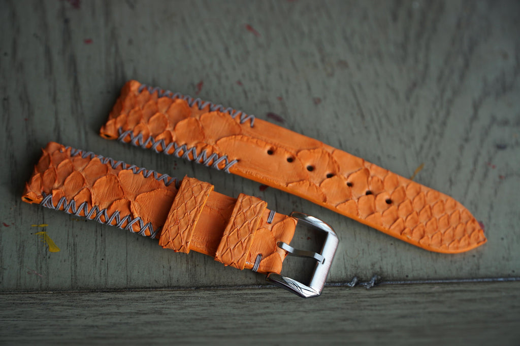 orange python leather watch strap – photo 3