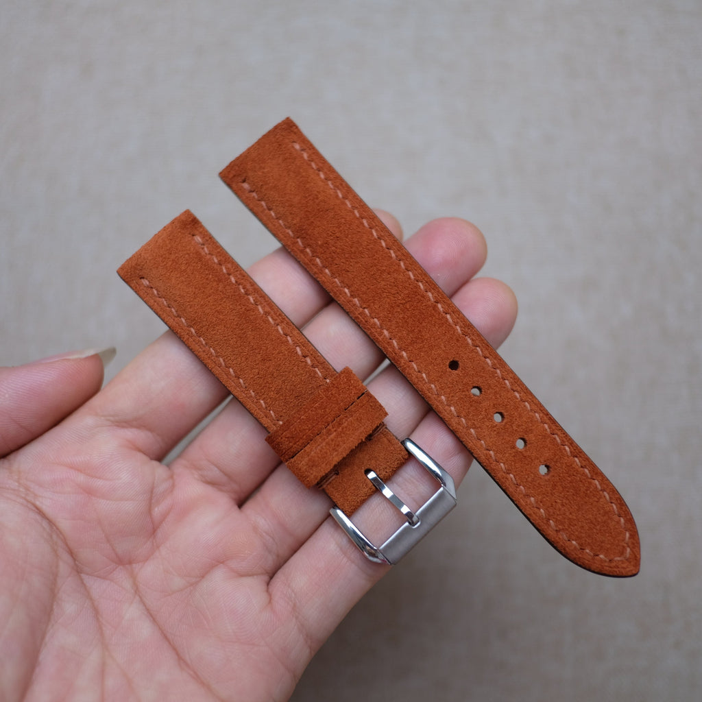 orange suede leather watch strap – photo 3