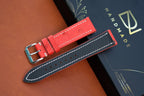orange red ostrich leather watch strap – photo 3