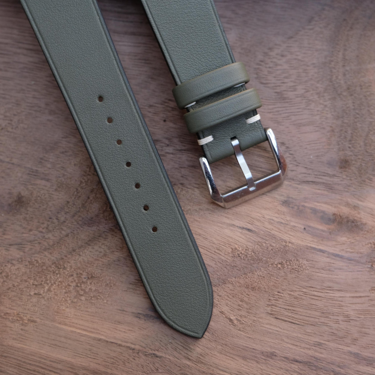 olive swift leather watch strap – photo 3