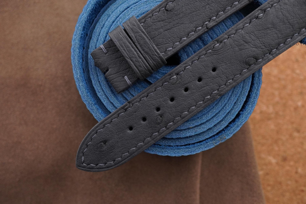 dark gray ostrich leather watch strap – photo 3