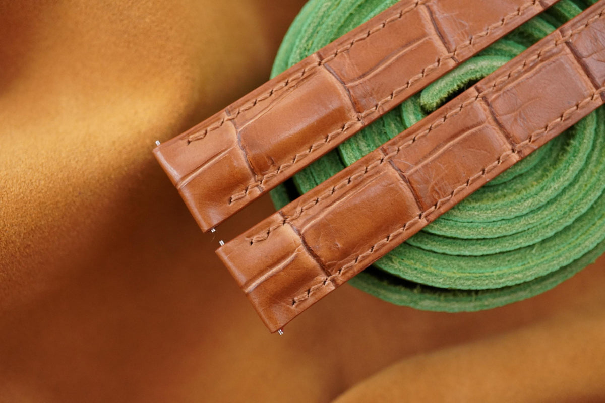 honey brown alligator leather watch strap – photo 3