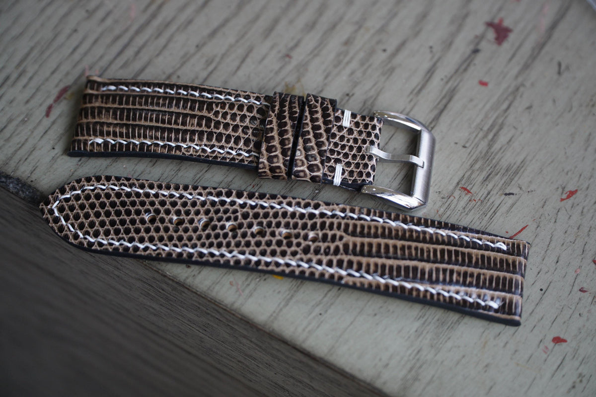 black & gold lizard leather watch strap – photo 3
