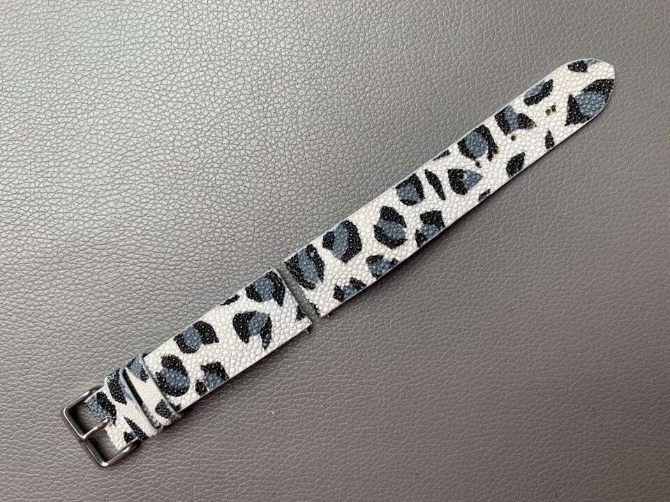 white black stingray leather watch strap – photo 3