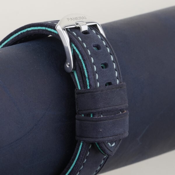 blue crazy horse leather watch strap – photo 3