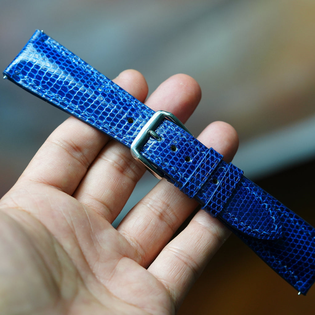 dark blue lizard leather watch strap – photo 2