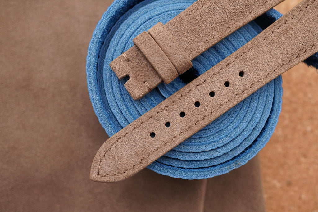 taupe suede leather watch strap – photo 3