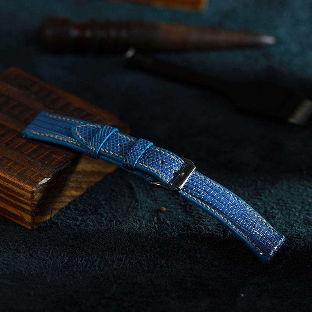 teal blue lizard leather watch strap – photo 3