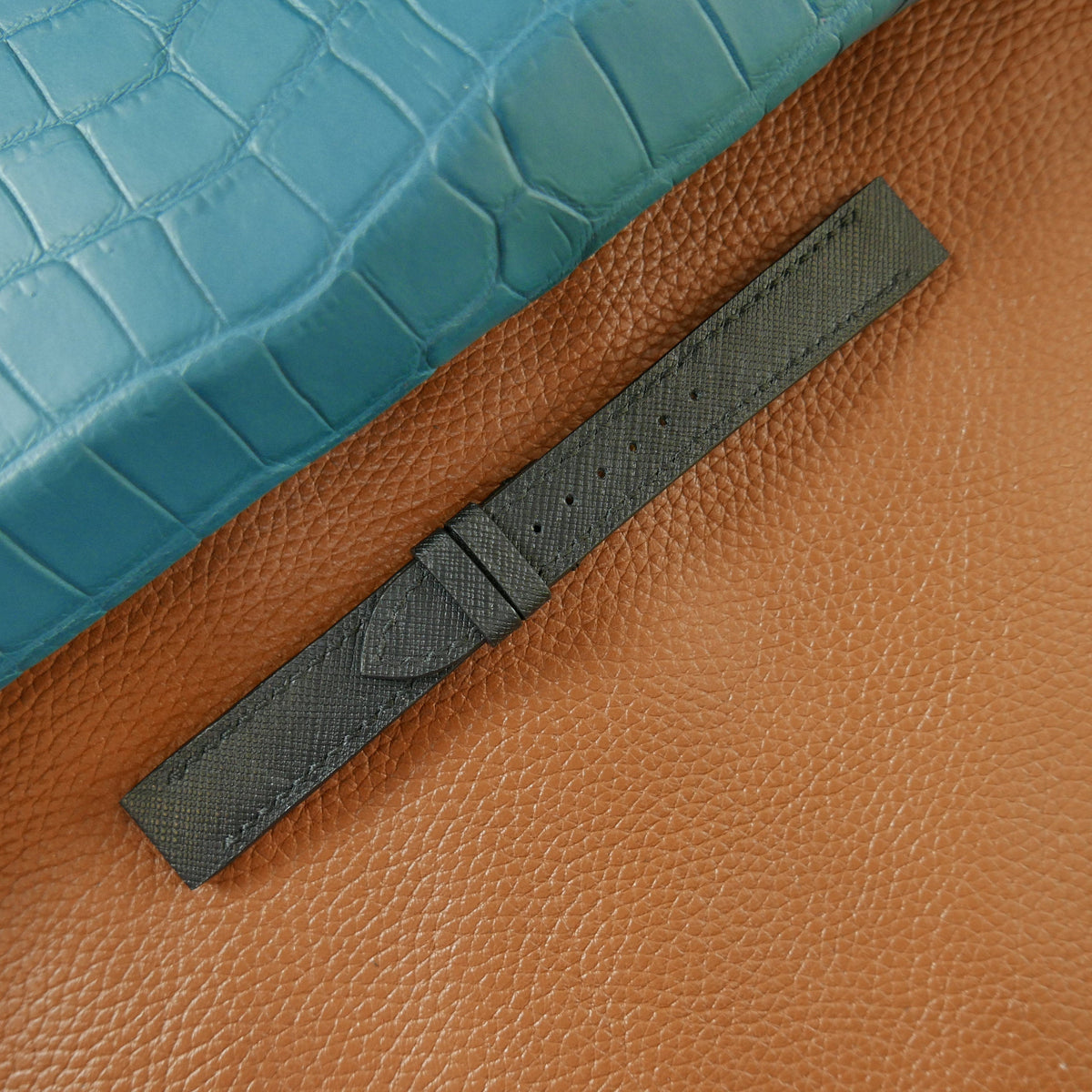 dark blue saffiano leather watch strap – photo 3