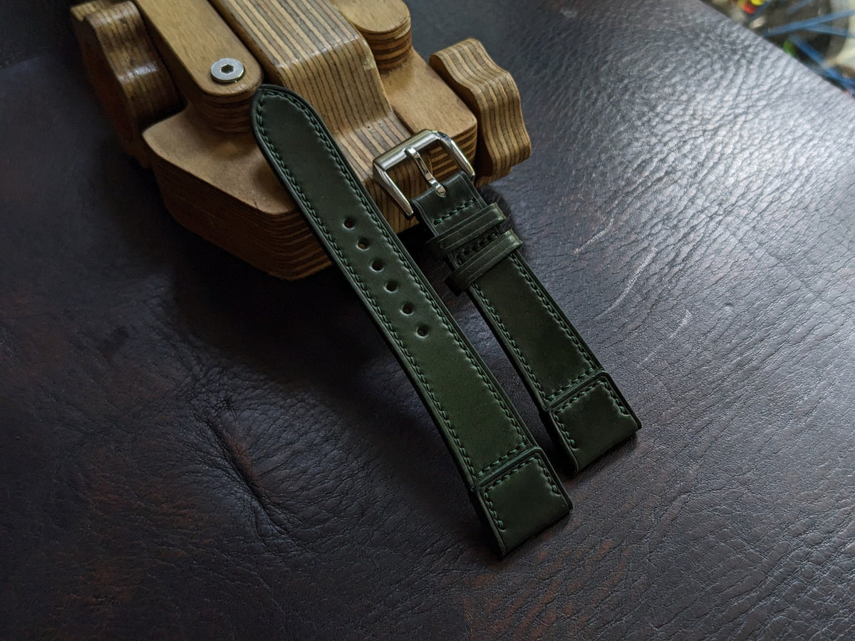 dark green shell cordovan leather watch strap – photo 3