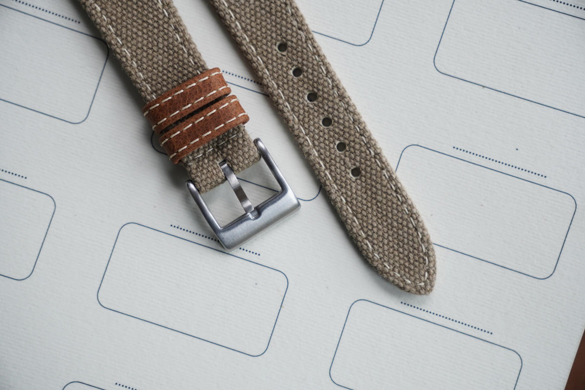 etoupe & brown canvas leather watch strap – photo 2