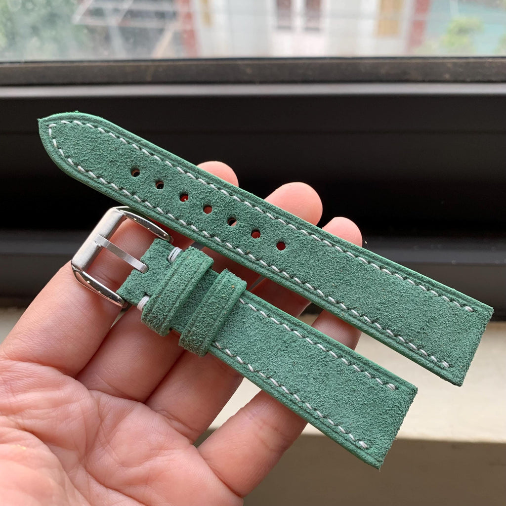 light green suede leather watch strap – photo 3