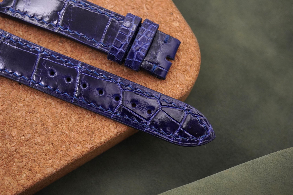 dark navy blue alligator leather watch strap – photo 3