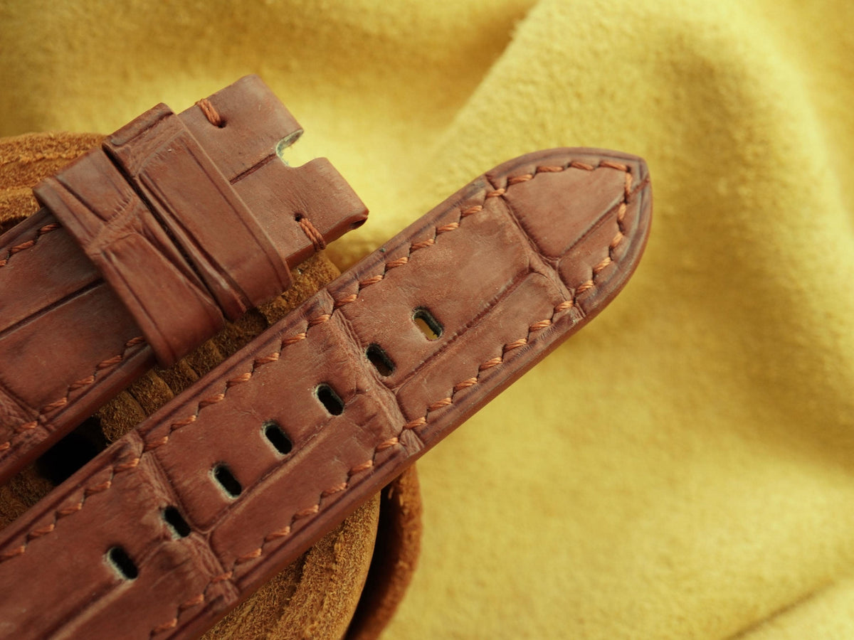 red brown nubuck leather watch strap – photo 3