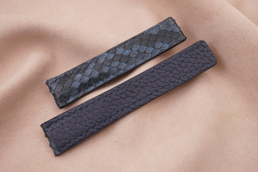 dark navy blue python leather watch strap – photo 3