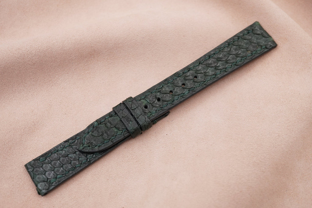 dark green python leather watch strap – photo 3