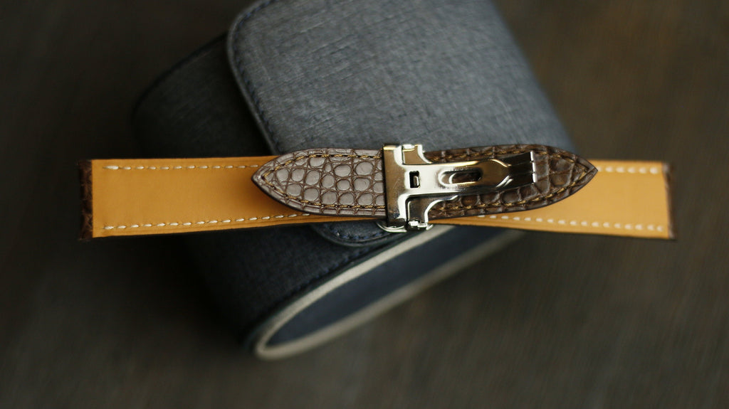 chocolate alligator leather watch strap – photo 3