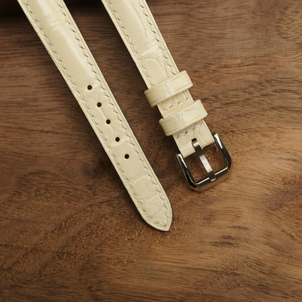 cream alligator leather watch strap – photo 3
