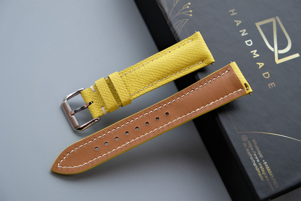 yellow epsom leather watch strap – photo 3