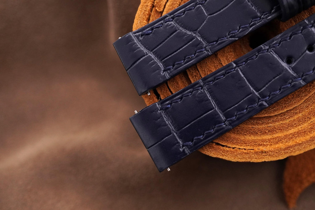 dark navy blue alligator leather watch strap – photo 3