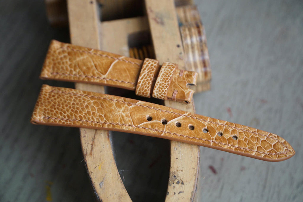 tan & chestnut ostrich leather watch strap – photo 3
